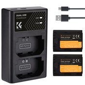 K&F FZ100 2000mAh digitalni fotoaparat z dvojno baterijo in dvokanalnim polnilnikom, za Sonyjev fotoaparat Polnilec
