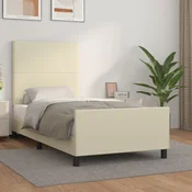 Okvir za krevet s uzglavljem krem 90x190 cm od umjetne kože