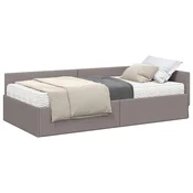 Kutni krevetni okvir s madracem Ostalo 2 pcs Sivo-smeda tkanina