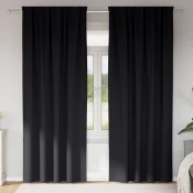 vidaXL Zavese z zavesami 2 pcs Črna 260 x 140 cm Poliester