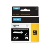 Dymo trak Rhino 6mm, črna na beli, trajni poliester (1805442)