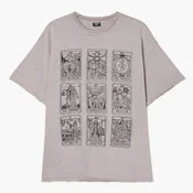 Cropp - Majica ispranog izgleda sa printom - light grey