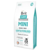 Brit Brit Care Mini Light & Sterilised 7 kg - Brezzrnna suha hrana za odrasle pse z okusom zajca in lososa, za male pasme.