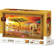 ART PUZZLE Sestavljanka z okvirjem in lepilom 3v1 Kralji Savane 1000 kosov