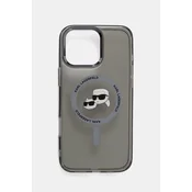 Karl Lagerfeld IML KCH Heads kovinski okvir MagSafe zadnji pokrov za iPhone 16 Pro Max črn