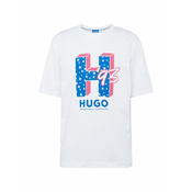 HUGO Majica Nentryle, mornarsko plava / svijetloroza / bijela