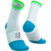 Nogavice COMPRESSPORT Pro Marathon Socks V2.0, bele/norveško modre/neonsko zelene (T3 (EU 42-44))