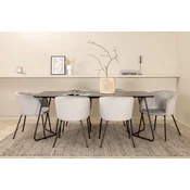 Venture Design Jedilna miza in stol komplet Petra in Berit 75x190x90 cm miza črna siva
