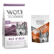 12 kg suhe hrane Wolf of Wilderness + Snack gratis! - Adult Wild Hills raca - brez žit + Wide Acres - piščanec (monoprotein)