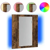 Vidaxl LED kopalniška omarica z ogledalom dimljeni hrast 40x12x45 cm