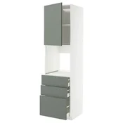 METOD/MAXIMERA Visoka omara za pečico+1 vr/3 prd, bela/Nickebo mat sivo-zelena, 60x60x220 cm