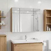 vidaXL Kopalniška ogledalna omara Oreh 60 x 14,5 x 50 cm