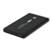 Qoltec aluminijasto ohišje/omara za trdi disk/SSD 2,5 SATA3 | USB 2.0 | črne barve