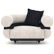 Casa Padrino luxury armchair gray/blue/black/copper 110 x 88 x H. 65 cm - Living room armchair - Hotel armchair - Living room furniture - Hotel furniture - Luxury furniture
