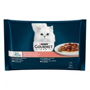 Gourmet Perle mini fileji v omaki, govedina, piščanec, zajec in losos, 12 x (4 x 85 g)