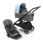 Bugaboo Dragonfly s košaro - BLACK/GREY MELANGE - SKYLINE BLUE