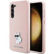 Karl Lagerfeld Ovitek Silicone Choupette Metal Pin za Samsung Galaxy S23+, roza