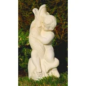 Casa Padrino Art Nouveau gargoyle sculpture boy with fish sand H. 48 cm - Gargoyle stone figure - Baroque & Art Nouveau Garden Decoration Accessories