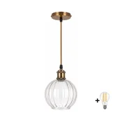 BRILAGI - LED luster na sajli RETRO GLASS 1xE27/60W/230V O 18 cm zlatna/prozirna