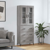 Greatstore Visoka komoda siva sonoma 69,5x34x180 cm inženirski les