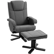 HOMCOM HOMCOM sprostitveni naslonjač s stolčkom poliester 87D x 67Š x 96V cm Temno siva, (5000242874)
