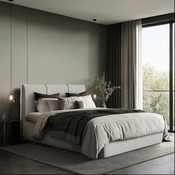 MID.YOU OBLAZINJENA POSTELJA 160 cm x 200 cm , les, tekstil, leseni material svetlo siva