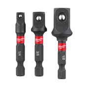 MILWAUKEE Set adapterjev ShockWave šestrobi 1/4” na kvadratni 1/2”, 3/8”, 1/4”