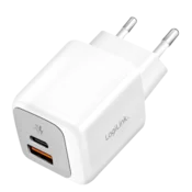 Logilink dvostruki USB punjac, 1x USB-C (PD), 1x USB-A, 20 W, bijeli