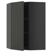 METOD Ugaoni zidni element s policama, Crnosiva/Nickebo boja antracita, mat, 68x100 cm