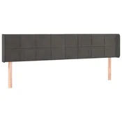 Vidaxl Vzglavje z ušesi temno sivo 163x16x78/88 cm žamet