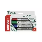 Set flomastera za ploču i flipchart, 3-5 mm, rezan, KORES ECO K-Marker XW2, 4 različite boje 20744