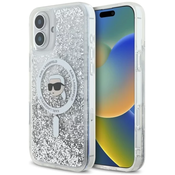 Karl Lagerfeld KLHMP16SLGKISGH iPhone 16  6.1 hardcase transparent Liquid Glitter Karl Head Magsafe (KLHMP16SLGKISGH)