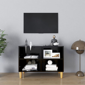 TV ormaric s nogama od masivnog drva crni 69,5 x 30 x 50 cm