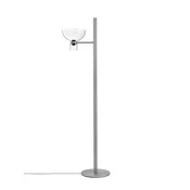 FLOS LED-stoječa svetilka Nocturne F1 Bowl, srebrna, višina 206 cm - Dnevna soba/jedilnica - Dizajn - srebrna, prosojna - Aluminij