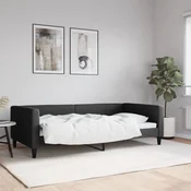 shumee vidaXL Kavč z ležiščem črne barve 100x200 cm prevleka iz blaga