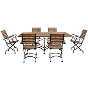 Casa Padrino Art Nouveau Garden Furniture Set Brown/Black - 1 Art Nouveau Garden Dining Table & 6 Art Nouveau Garden Chairs - Baroque & Art Nouveau Gastronomy & Garden Furniture
