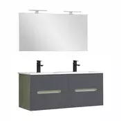 Trent Kopalniško pohištvo 120 cm keramični umivalnik z ogledalom 60x120 cm olivno zelena-antracitno siva