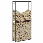 vidaXL Stojalo za drva črno 100x30x209 cm jeklo