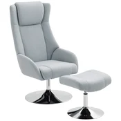 HOMCOM HOMCOM sprostitveni naslonjač s stolčkom poliester, kovina 84D x 68Š x 118V cm Siva, (5000242865)
