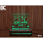 Black Cut 3D Lampa sa 9 razlicitih boja i daljinskim upravljacem - Putujte sa nama ( B13 )