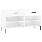 Vidaxl Regal za čevlje visok sijaj bel 102x35x55 cm inženirski les