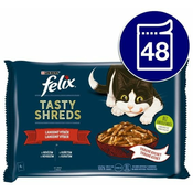 Felix Tasty Shreds výber s hovezím a kuretem ve štáve 48 x 80 g