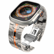 KOVINSKY PAS ZA URO APPLE WATCH 4 / 5 / 6 / 7 / 8 / 9 / SE / ULTRA 1 / 2 ( 42 / 44 / 45 / 49 MM) DOOP STAINLESS LINE TITANIUM ORANGE