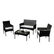 shumee Vrtni set pohištva za 4 osebe z blazinami ferani fiji ZH-105-BK S2 100x57 + 2F + STO 71x40x39 črna/bež N