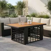 vidaXL vidaXL Vrtna miza Črna in naravna 100 x 55 x 37 cm PE Ratan in Steklo, (5000285901)