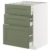 METOD / MAXIMERA Podni element s 3 fioke, bela/Axstad sivozelena, 60x60 cm