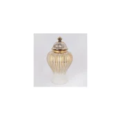 Keramična vaza 35x18,5 cm zlata/bela