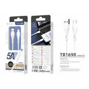 Techancy USB A- Type-C kabel 5A 120 cm - bela