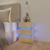 LED nocni ormaric bijeli i hrast 45x35x67 cm konstruirano drvo