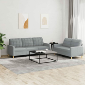 Greatstore Sedežna garnitura 2-delna z blazinami svetlo sivo blago